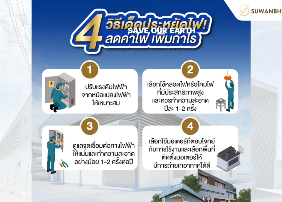 4 เคล็ดลับ ประหยัดไฟในโรงงาน